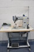 A WIMSEW W-8810 INDUSTRIAL SEWING MACHINE on casters (PAT pass and working) along with a smaller