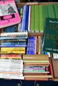 BOOKS, two boxes of books, pamphlets and reports relating to squash, tennis and other racquet