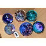 SIX CAITHNESS PAPERWEIGHTS, comprising Ultra Cool, Flower of Scotland, Foursome, Rainbow Gem, Moon