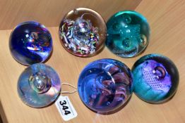 SIX CAITHNESS PAPERWEIGHTS, comprising Ultra Cool, Flower of Scotland, Foursome, Rainbow Gem, Moon