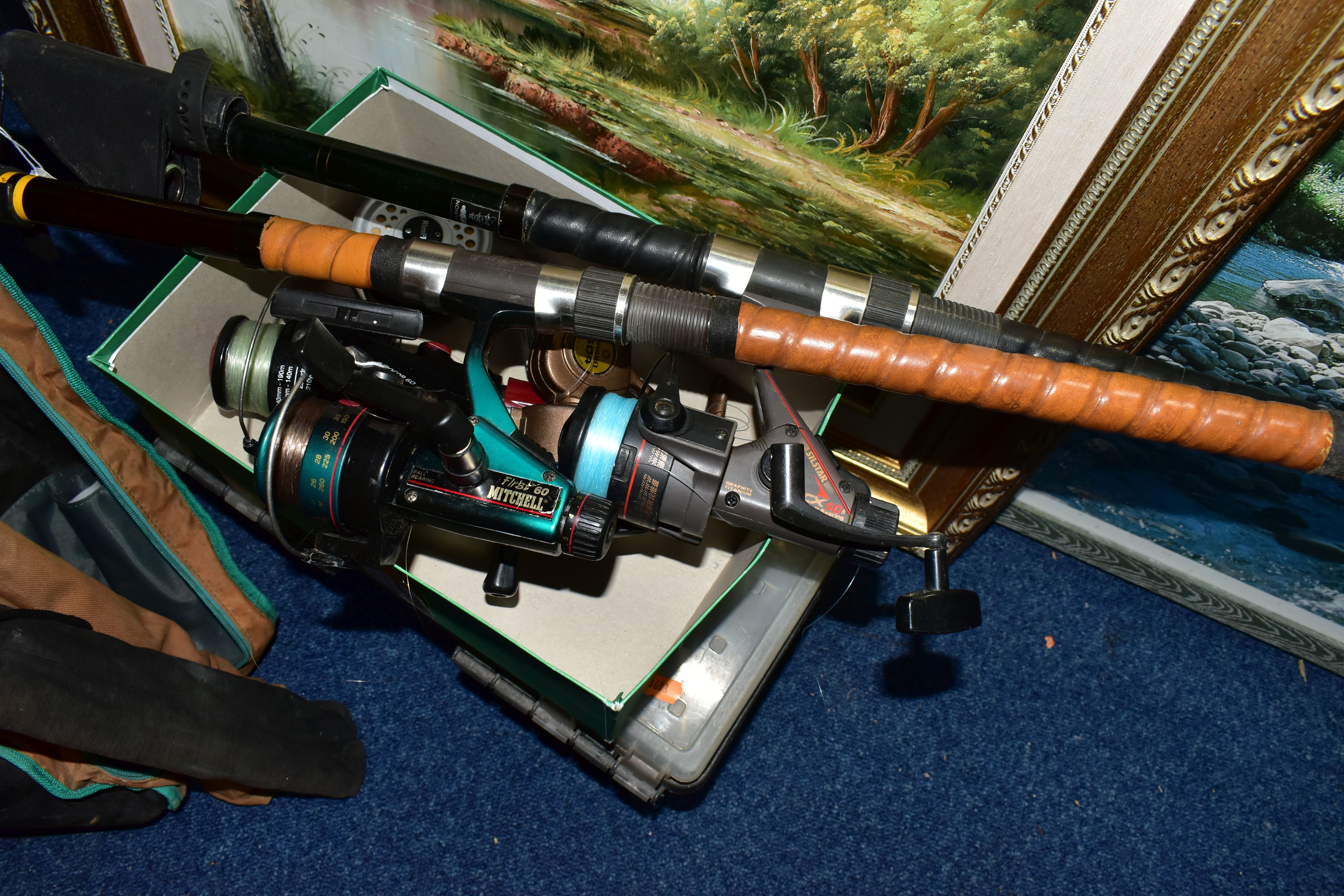 A GROUP OF FISHING REELS, RODS AND TACKLE, comprising a mid-century James Aspindale & Son ' - Bild 6 aus 12