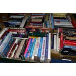 FIVE BOXES OF ASSORTED BOOKS, to include approximately one hundred and fifty hardback books, cookery