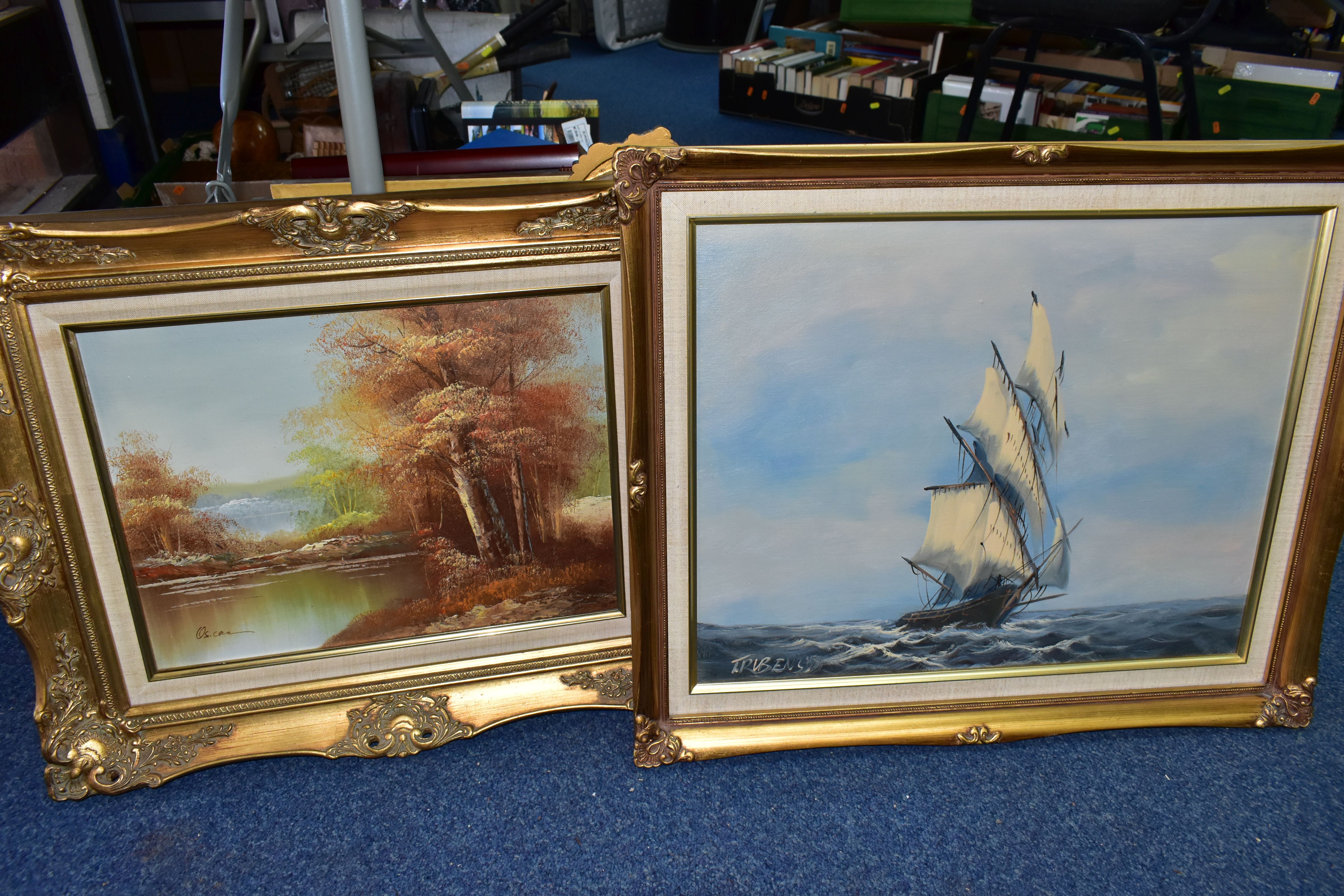 THREE BOXES OF ASSORTED BOOKS AND FRAMED PRINTS AND PAINTINGS, to include the works of Oscar - Image 5 of 5