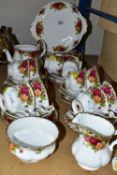 ROYAL ALBERT 'OLD COUNTRY ROSES' PART TEA SET', comprising of twelve teacups, ten saucers, nine side