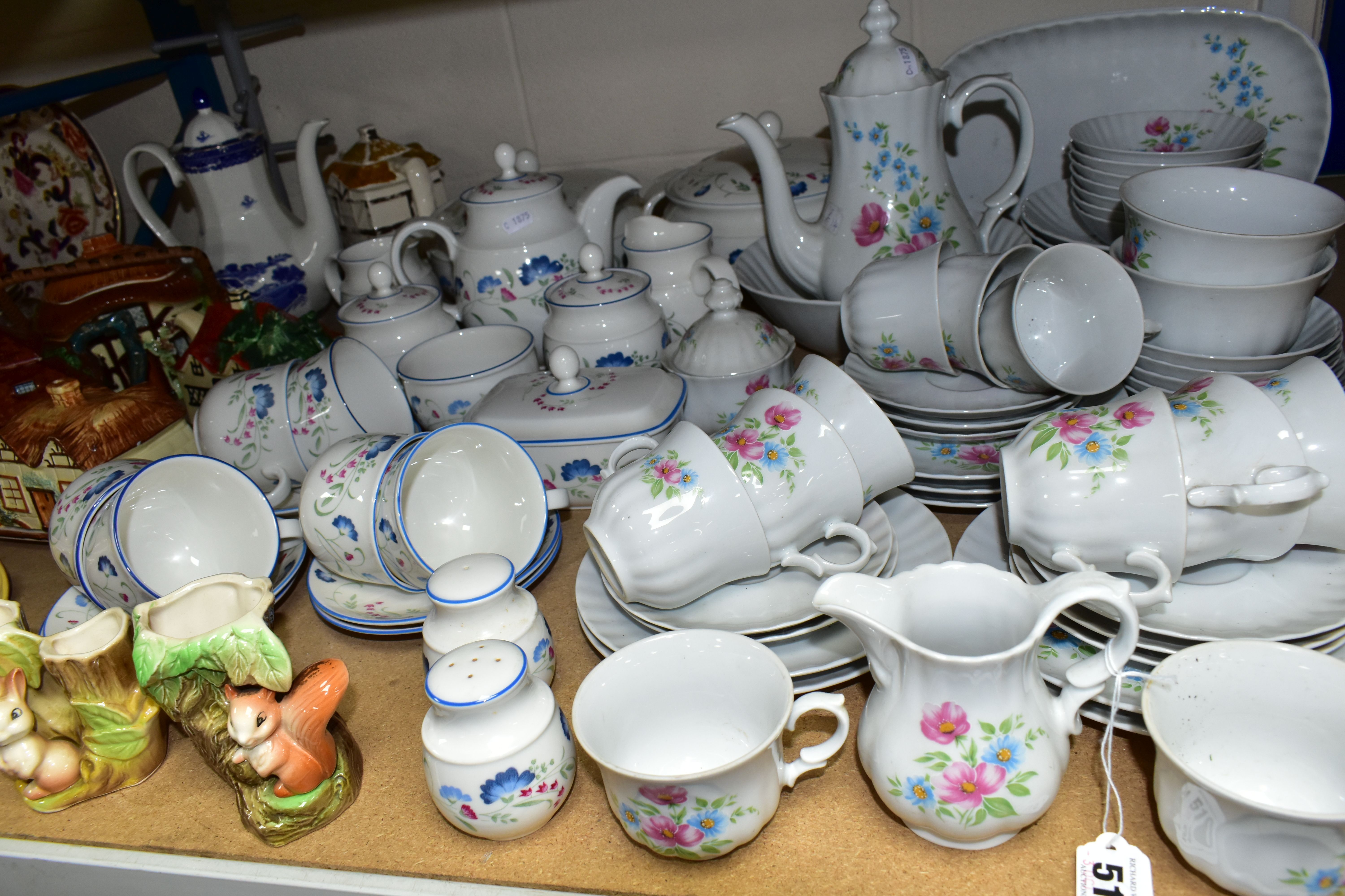 A GROUP OF TEAWARES AND CERAMICS, comprising Royal Doulton Expressions 'Windermere' pattern two