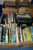 THREE BOXES OF ASSORTED BOOKS to include over eighty ancient world history books, Bibles, Pears