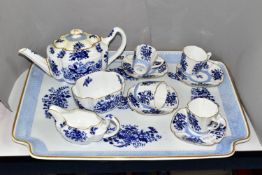 A VICTORIAN COPELAND FOUR PLACE TEA SET, comprising of teapot - hairline crack to the base, firing