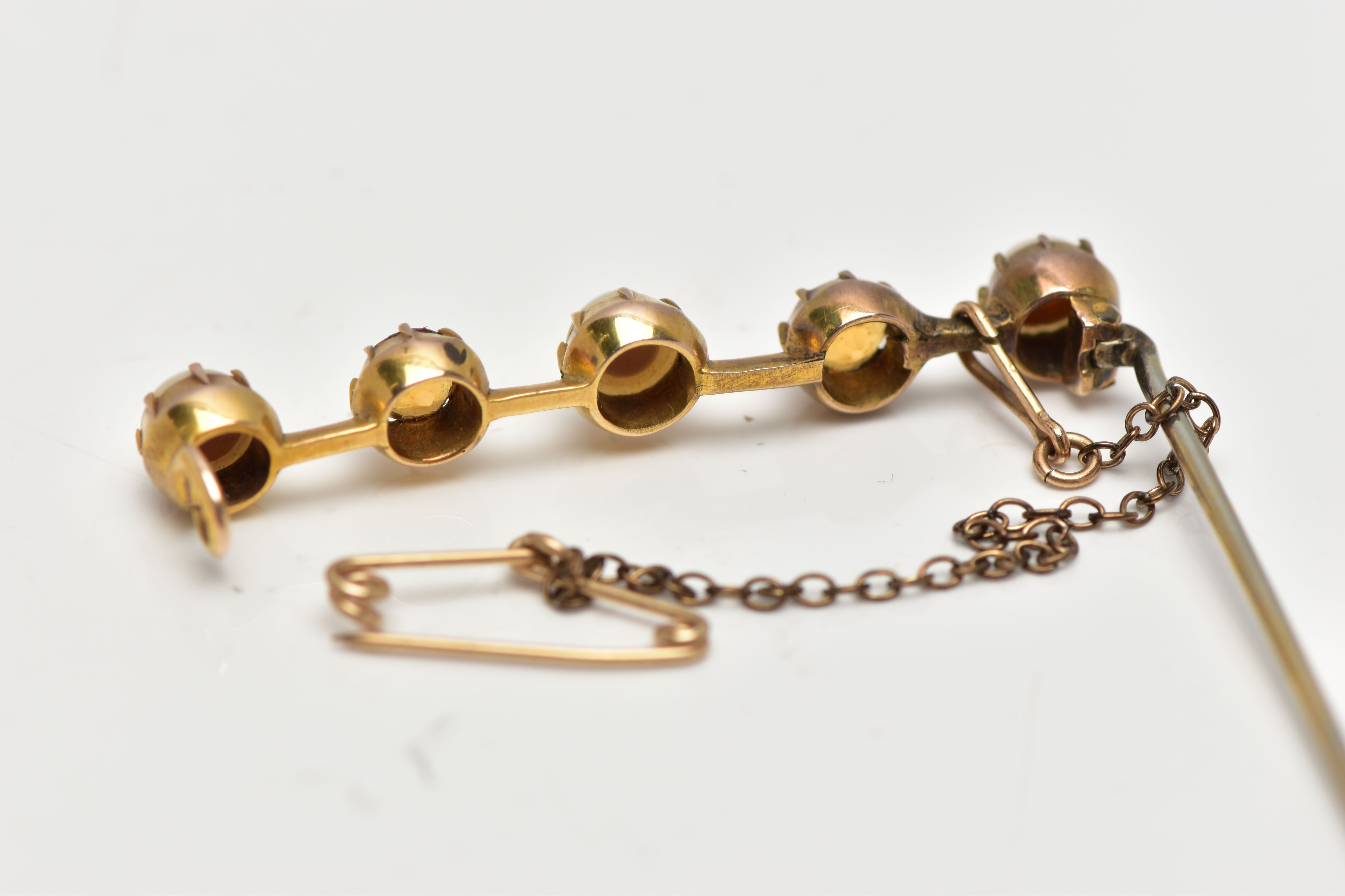 TWO LATE 19TH CENTURY BAR BROOCHES AND A PAIR OF EARRINGS, the first bar brooch comprised of three - Image 7 of 13