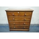 A VICTORIAN MAHOGANY CHEST OF TWO SHORT OVER THREE LONG DRAWER, width 104cm x depth 48cm x height