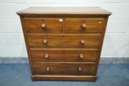 A VICTORIAN MAHOGANY CHEST OF TWO SHORT OVER THREE LONG DRAWER, width 104cm x depth 48cm x height