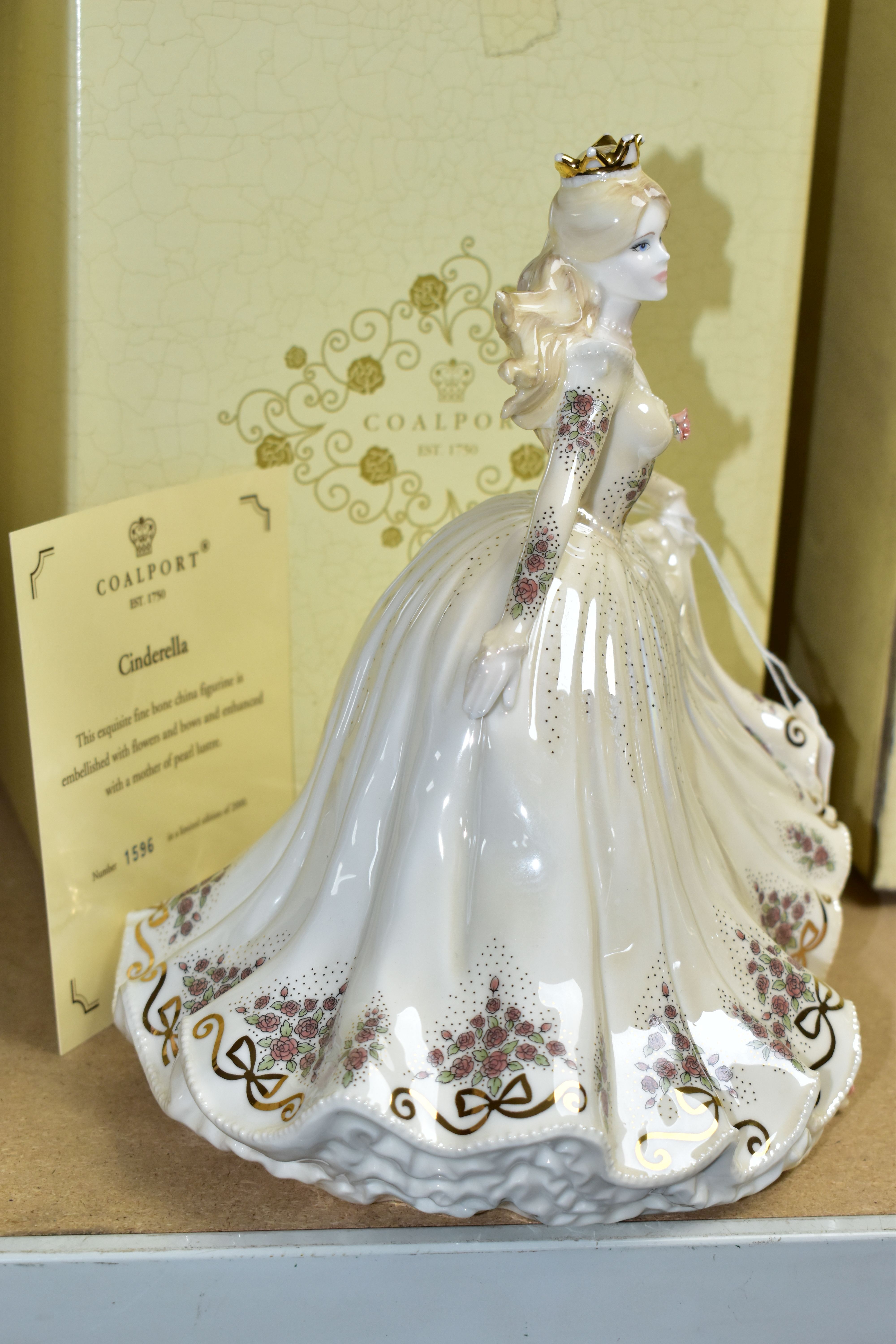 A BOXED COALPORT 'CINDERELLA' FIGURINE, limited edition numbered 1596/2000 with certificate, - Image 3 of 5