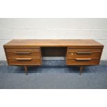 A WHITE AND NEWTON TEAK SIDEBOARD, with reeded top drawers, width 168cm x depth 43cm x height