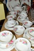 A COALPORT 'OLD COALPORT' PATTERN TEA SET COMPRISING two bread and butter plates, one teapot,