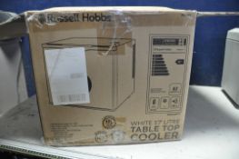 A RUSSELL HOBBS RHCLRF17 TABLE TOP COOLER white 17 litre table top cooler in brand new condition