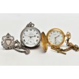 A SILVER OPEN FACE POCKET WATCH AND A BENTIMA POCKET WATCH, silver open face key wound pocket watch,