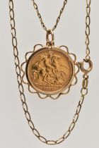 A MOUNTED HALF SOVEREIGN PENDANT, a 1912 half sovereign depicting George and the Dragon, King George