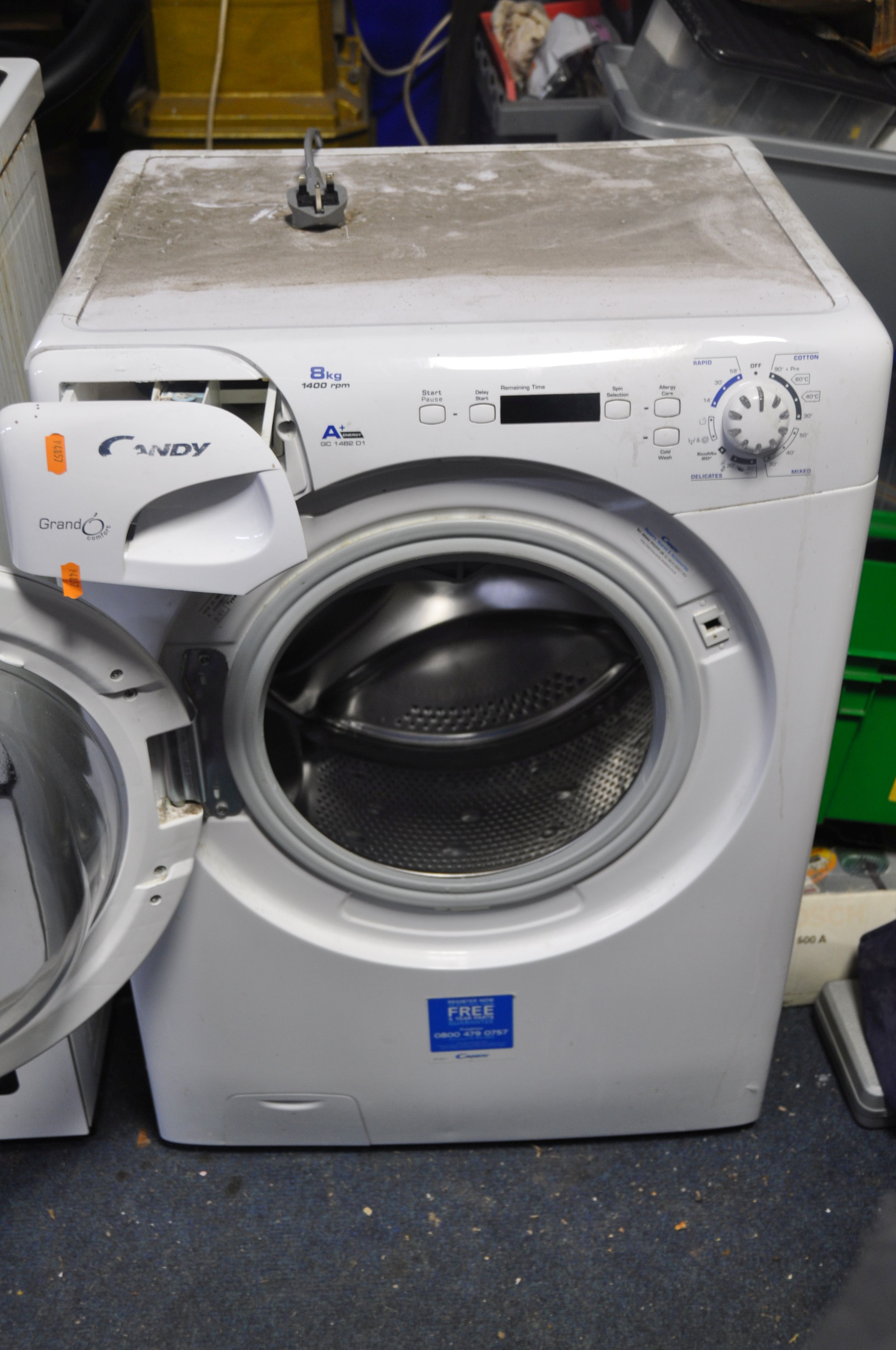 A CANDY GC1482D1 8KG WASHING MACHINE measuring width 60cm x depth 55cm x height 85cm (PAT pass and - Image 2 of 2