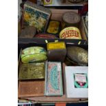 TINS & BOXES, comprising thirteen vintage items, from Huntley & Palmers, Jacob's & Co's, Peek