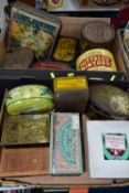 TINS & BOXES, comprising thirteen vintage items, from Huntley & Palmers, Jacob's & Co's, Peek