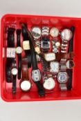 A BOX OF ASSORTED WRISTWATCHES, to include a gents 'Avia, Electronic' stainless steel wristwatch