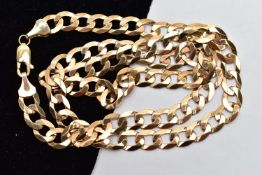 A 9CT GOLD CHAIN NECKLACE, the flat curb links to the lobster clasp, hallmarked Sheffield,