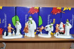 FOUR BOXED COALPORT THE SNOWMAN CHARACTER FIGURES, comprising The Adventure Begins, Penguin Pals: an