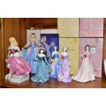 FOUR COALPORT FINE BONE CHINA FIGURINES WITH TWO FRANKLIN MINT 1988 FIGURINES, comprising three
