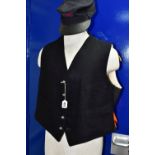 THREE PIECES OF BRITISH RAIL UNIFORM, comprising waistcoat approximately 42'' chest, cap with