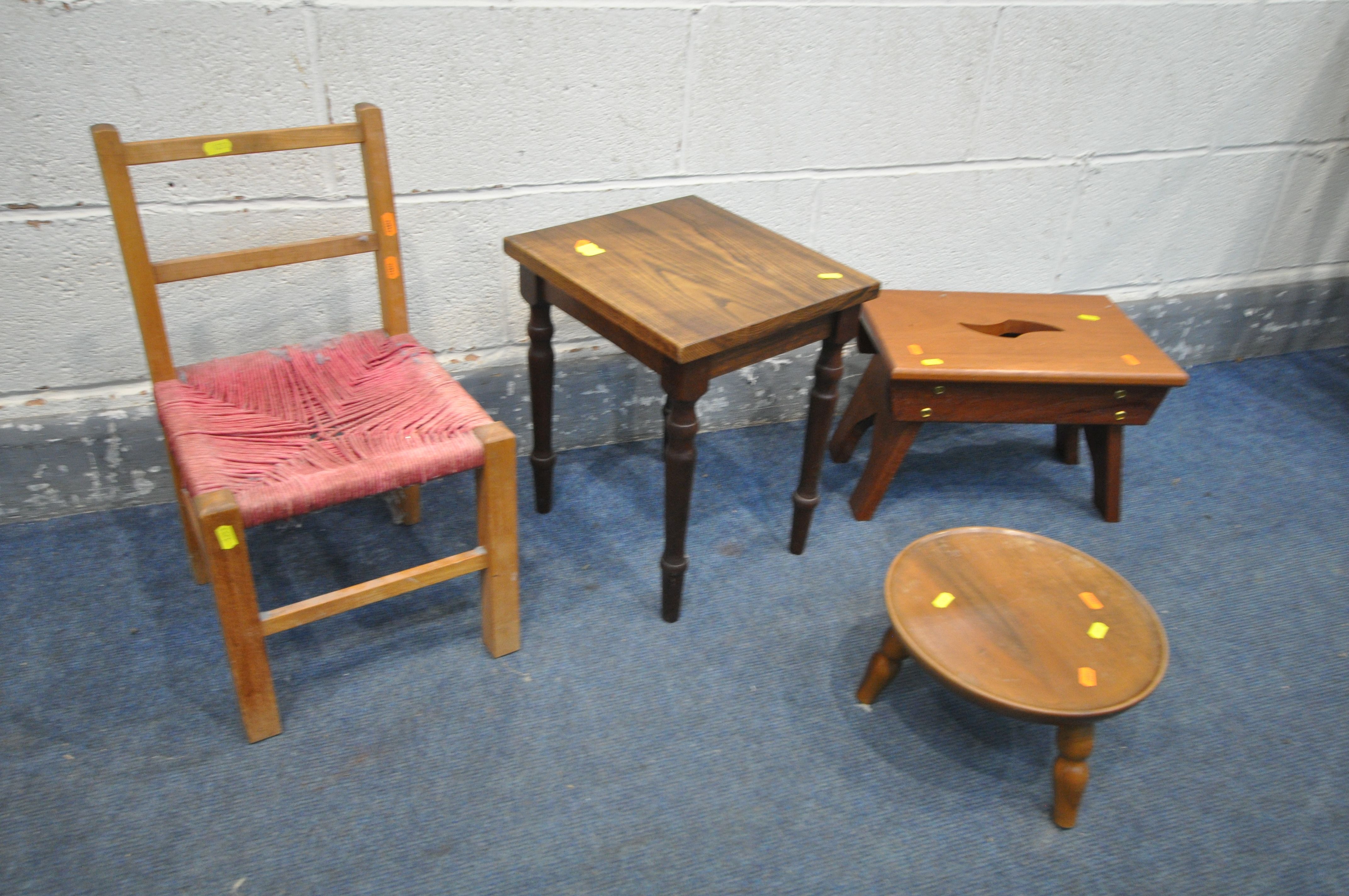 A SELECTION OF OCCASIONAL FURNITURE, to include an occasional table, two stools, child's chair, - Image 3 of 3