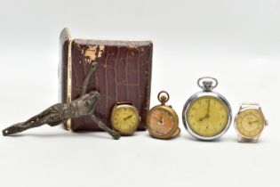 TWO POCKET WATCHES AND TWO WATCH HEADS, the first a 'Smiths Empire' pocket watch, a lady's pocket