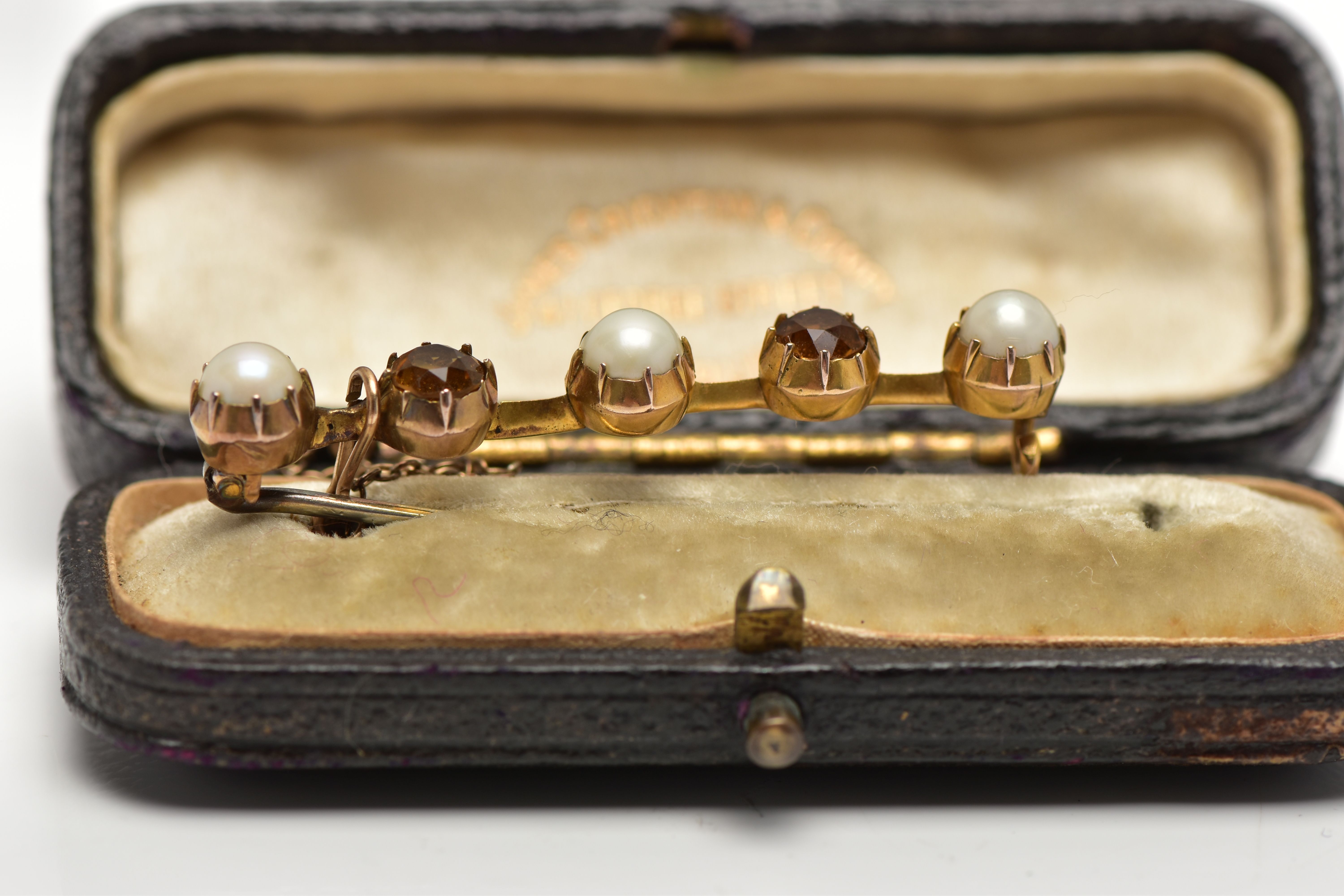 TWO LATE 19TH CENTURY BAR BROOCHES AND A PAIR OF EARRINGS, the first bar brooch comprised of three - Image 5 of 13