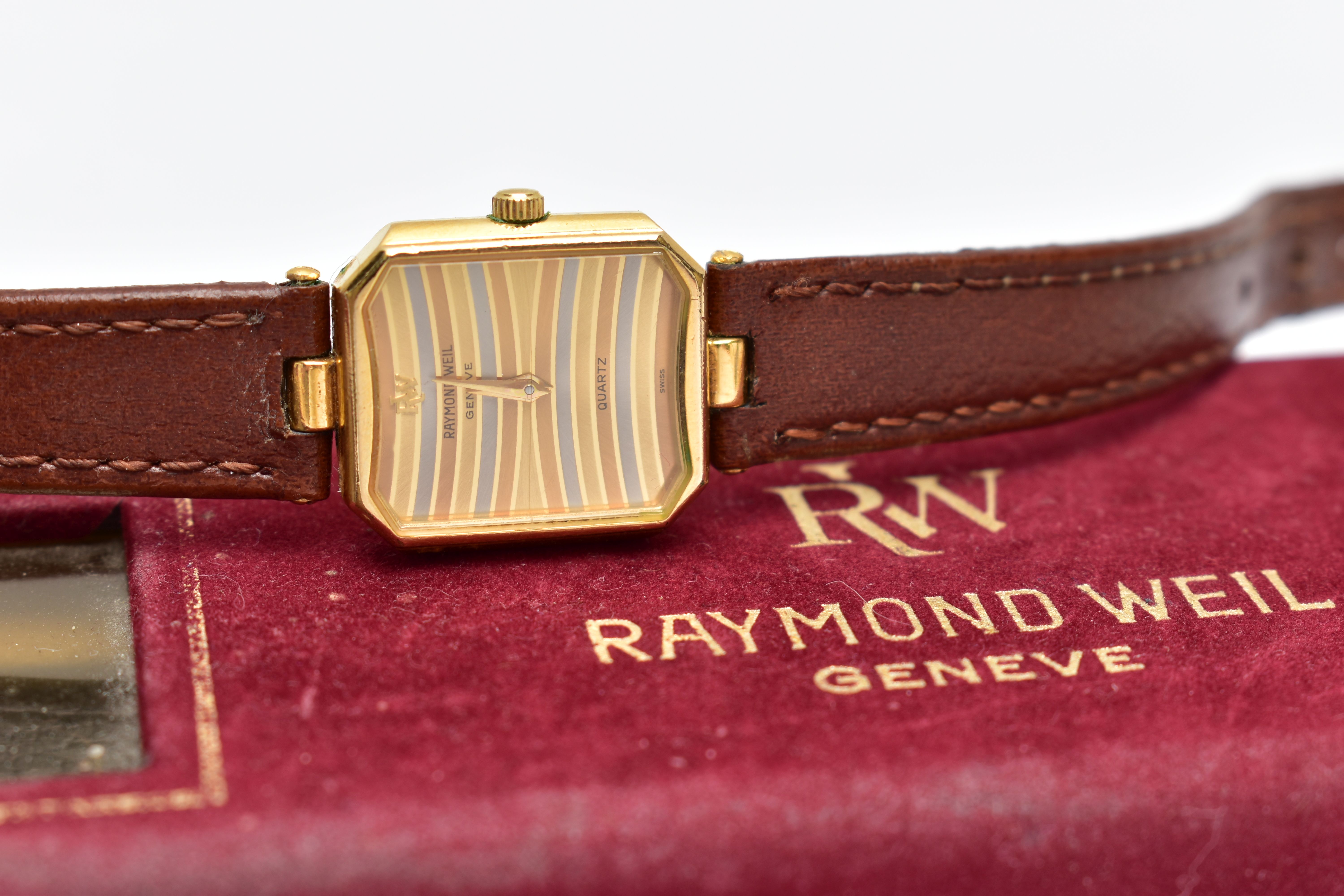 A 'RAYMOND WEIL' 18K GOLD PLATED WRISTWATCH AND TWO POCKET WATCHES, quartz movement, rectangular - Image 7 of 7