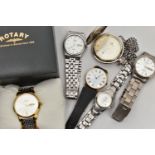A SELECTION OF WRISTWATCHES, to include a quartz movement, silver tone dial, signed 'Rotary' baton