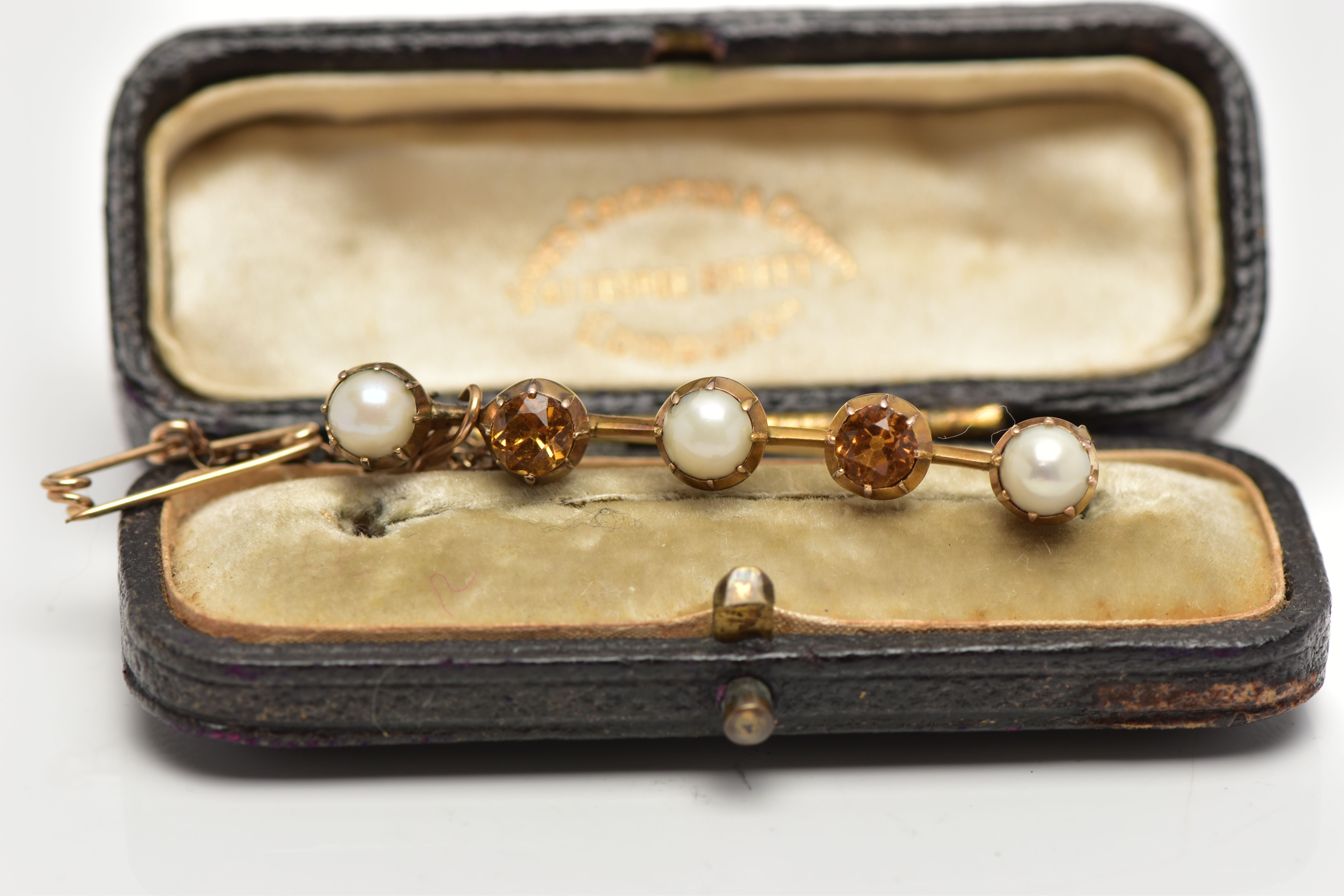 TWO LATE 19TH CENTURY BAR BROOCHES AND A PAIR OF EARRINGS, the first bar brooch comprised of three - Image 4 of 13