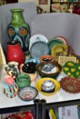 A GROUP OF ART POTTERY AND OTHER CERAMICS, most pieces unsigned, some student pottery, pieces to