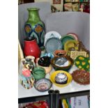 A GROUP OF ART POTTERY AND OTHER CERAMICS, most pieces unsigned, some student pottery, pieces to