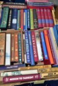 BOOKS, two boxes containing fifty-one FOLIO SOCIETY publications in hardback format, highlights