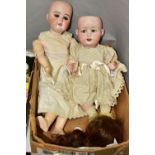 TWO ANTIQUE DOLLS, comprising a Heubach Koppelsdorf bisque headed doll, numbered to the back of