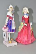 TWO ROYAL DOULTON FIGURINES, comprising Gretchen HN1562 (hand broken and part missing), in pink