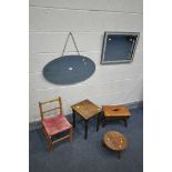 A SELECTION OF OCCASIONAL FURNITURE, to include an occasional table, two stools, child's chair,