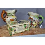 THREE CROWN DEVON FIELDINGS MUSICAL WARES, comprising Auld Lang Syne and John Peel musical jugs,