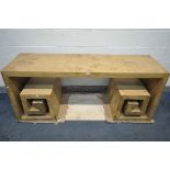 TIMOTHY OULTON FOR SOFA WORKSHOP, AN OAK ZEN CONSOLE TABLE, top length 180cm x base length 189cm x