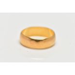 A 22CT GOLD BAND RING, designed as a plain band, hallmarked Birmingham 1986, approximate width