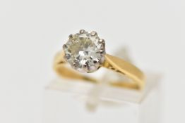 AN 18CT GOLD DIAMOND SINGLE STONE RING, the brilliant cut diamond within a claw setting, to the