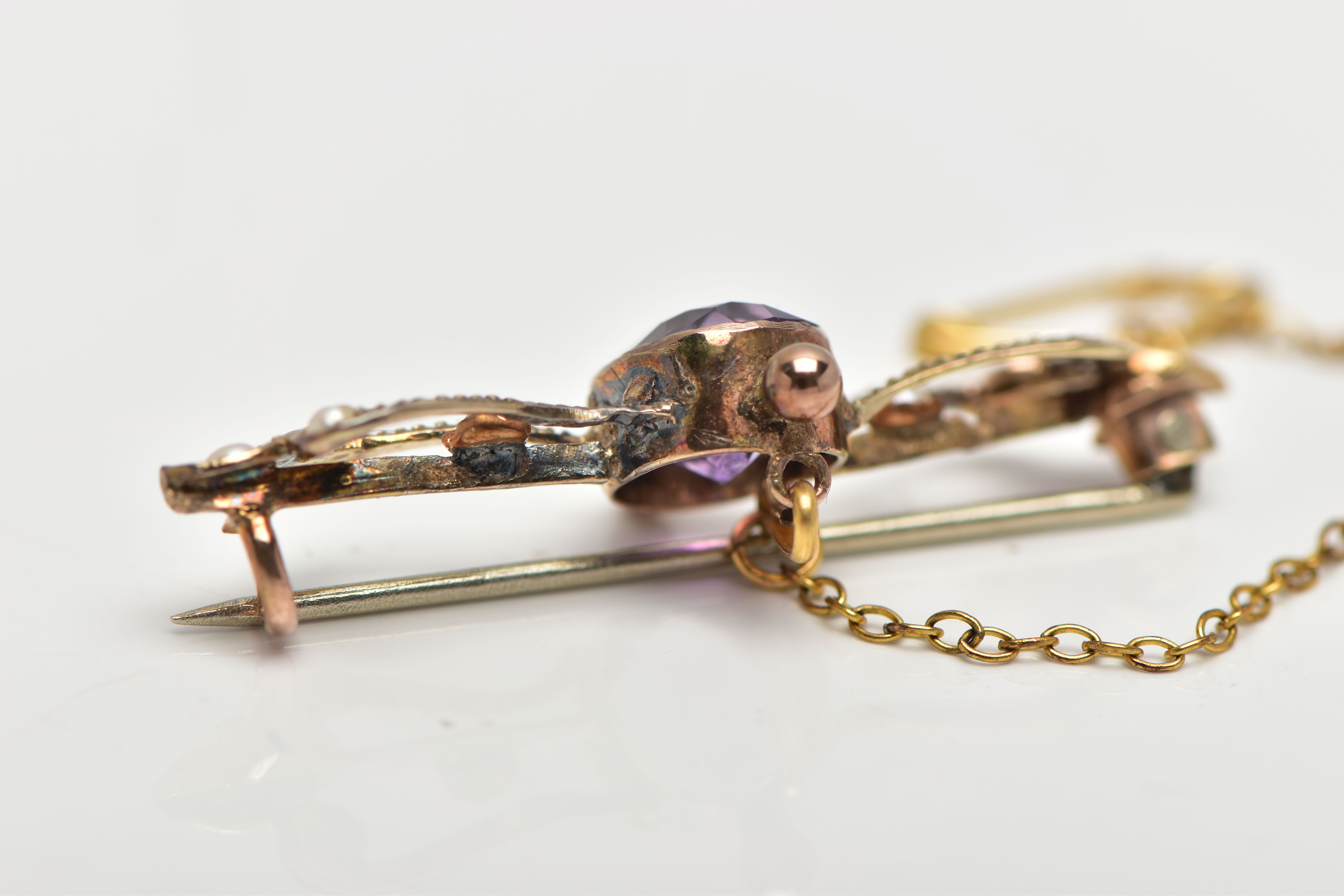 TWO LATE 19TH CENTURY BAR BROOCHES AND A PAIR OF EARRINGS, the first bar brooch comprised of three - Image 12 of 13