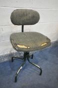 A VINTAGE TANSAD MACHINIST'S CHAIR (condition:-torn fabric)