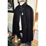 A VINTAGE POLICEMANS CAPE WITH BIRMINGHAM POLICE BUTTONS, metal lion mask fastener, one number