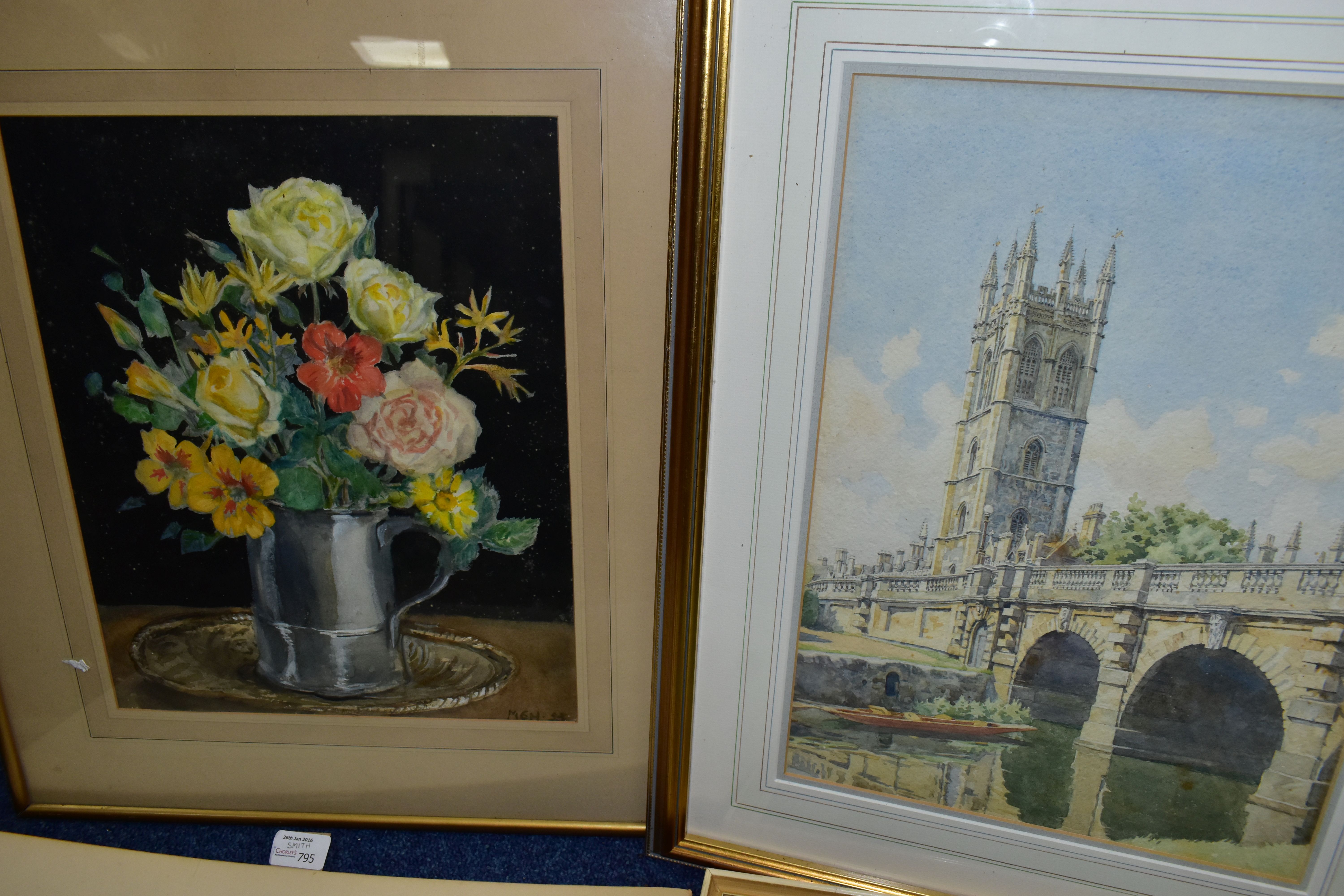 FIVE 20TH CENTURY WATERCOLOURS, comprising a view of Magdalen College, Oxford from the river, - Bild 5 aus 5