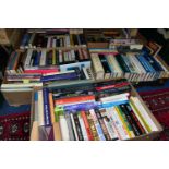 BOOKS, five boxes containing approximately two hundred miscellaneous titles in hardback and