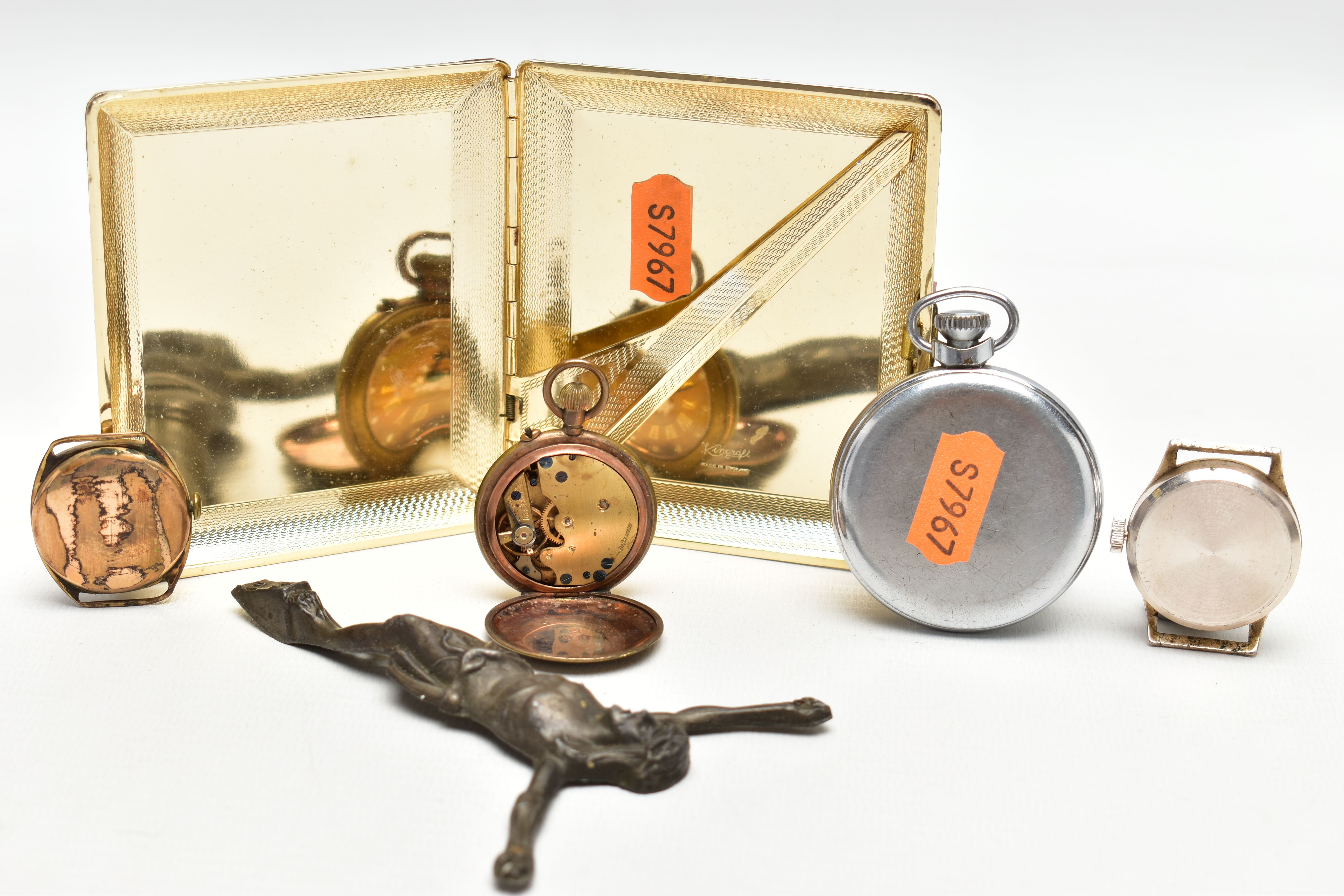 TWO POCKET WATCHES AND TWO WATCH HEADS, the first a 'Smiths Empire' pocket watch, a lady's pocket - Image 4 of 6